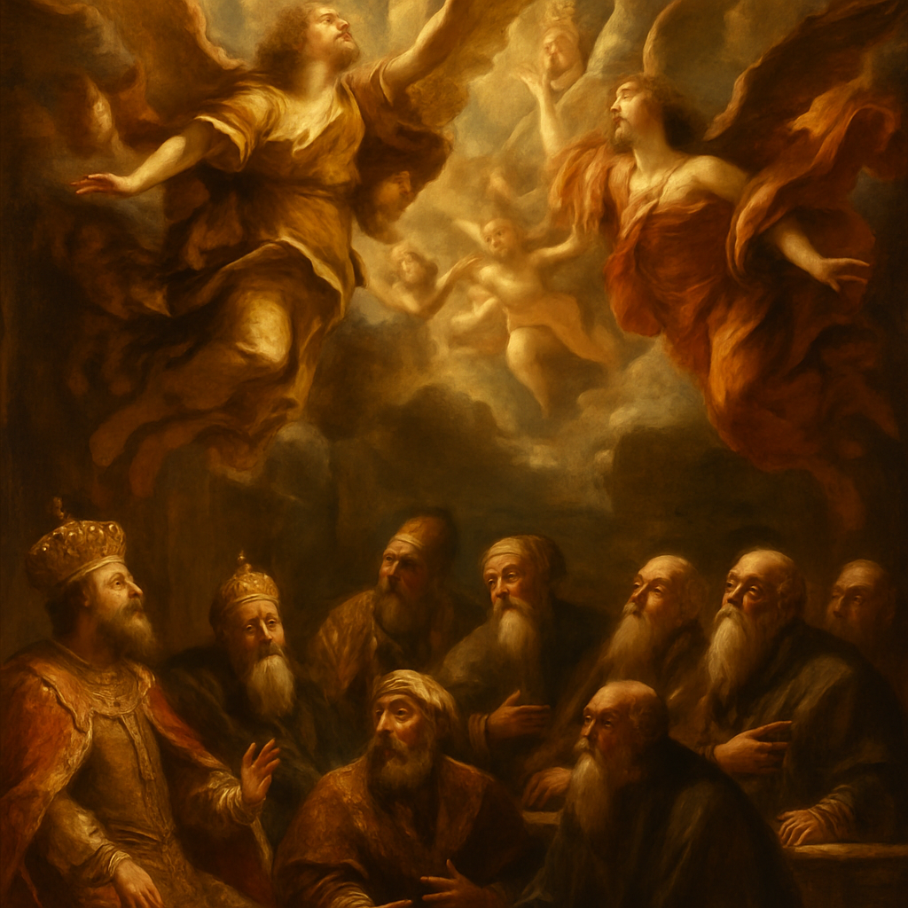 angels and heavenly powers above earthly kings and Sanhedrin