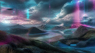 sweeping panoramic landscape with a dramatic sky