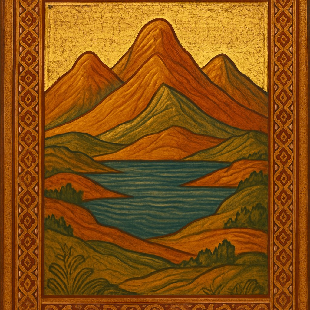 serene landscape with mountains and water