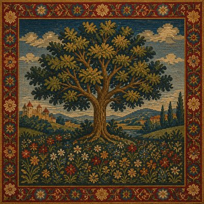 a tree in nature — Woven Tapestry Art Style