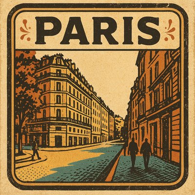 Vintage Sticker Design Style Transfer Example