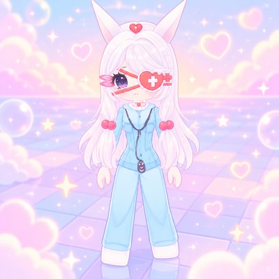 a cartoon character with long white hair and a heart on her forehead