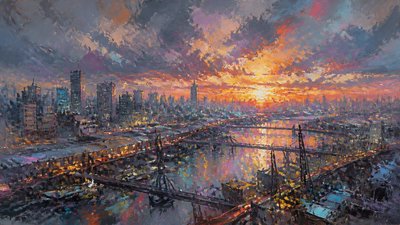 sweeping panoramic landscape with a dramatic sky