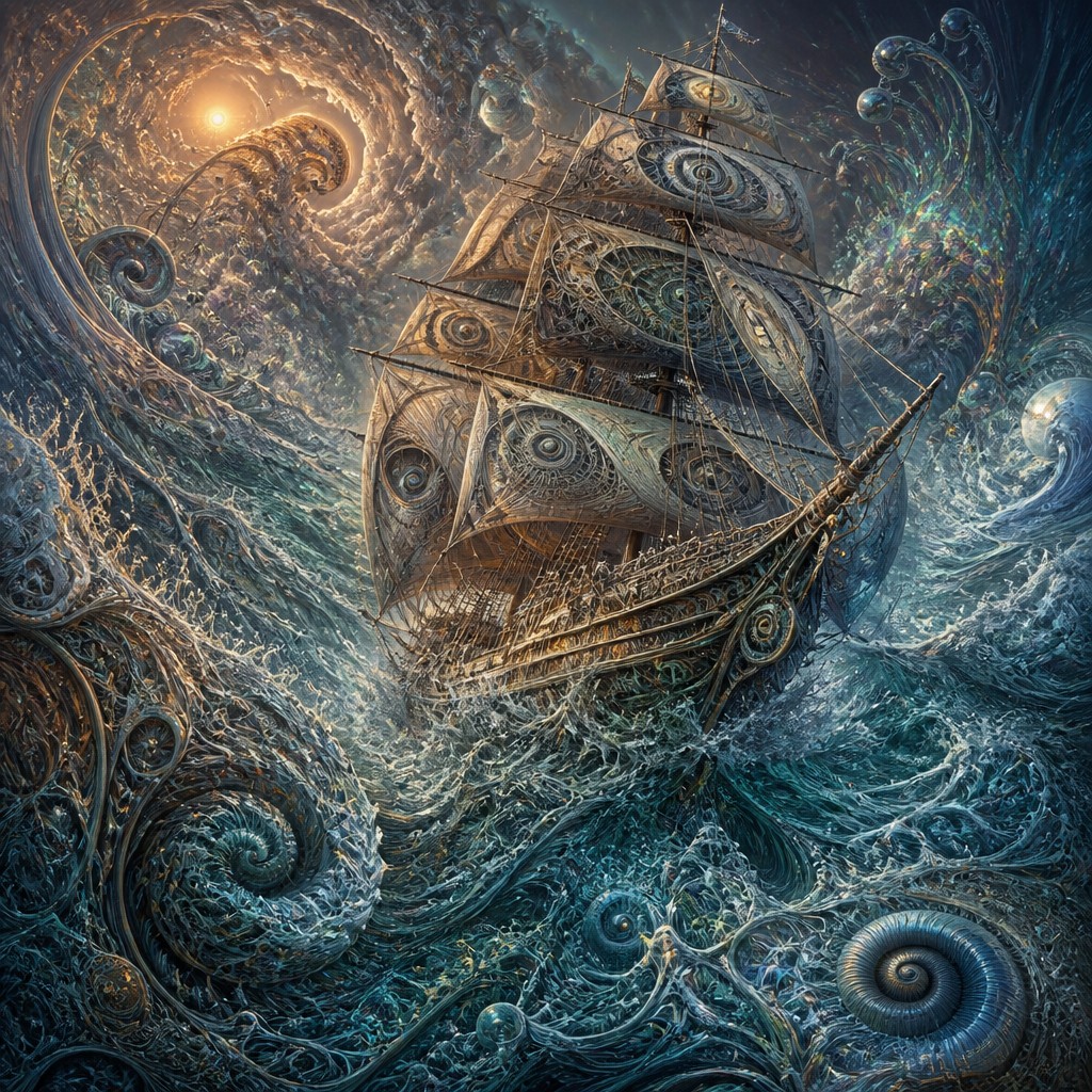 sailing ship on a stormy sea — AI Art Style
