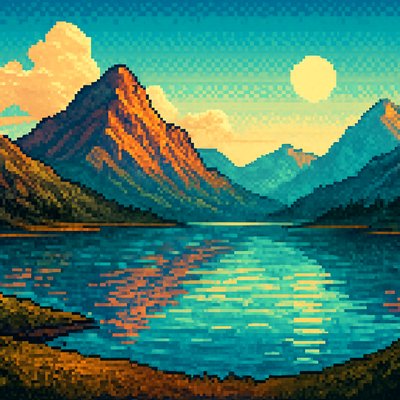 serene landscape with mountains and water