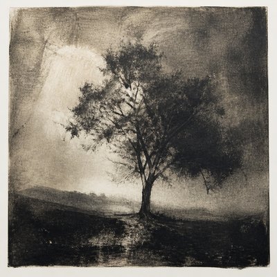 a tree in nature — Monotype Print Style