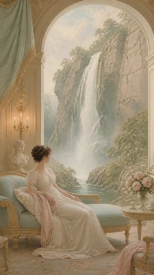 towering waterfall cascading down a cliff