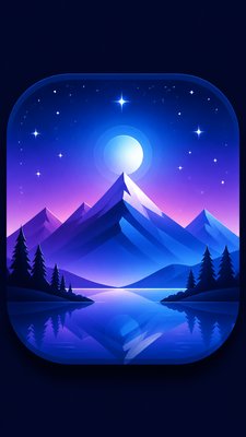 a tranquil mountain lake beneath a starry night sky, no people, no text