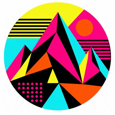 an emblem of a mountain peak inside a circle, simple bold shapes on a plain background, no text or lettering