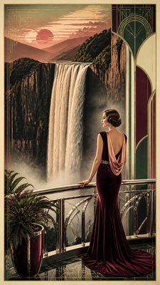 towering waterfall cascading down a cliff
