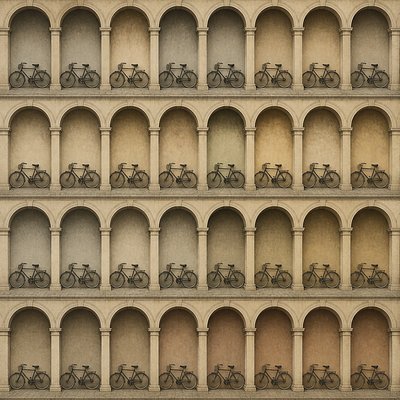 bicyle resting against a wall