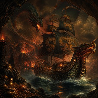 sailing ship on a stormy sea
