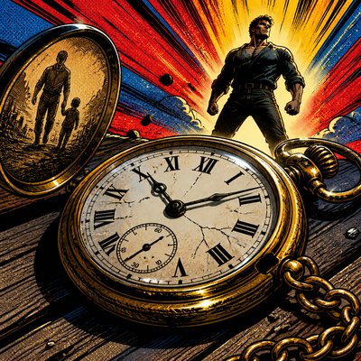 close-up of an antique pocket watch on weathered wood