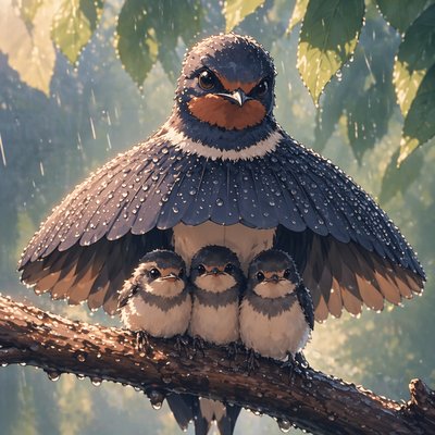 a group of birds sitting on top of a tree branch