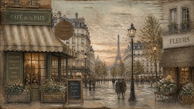 bustling city street panorama at dusk