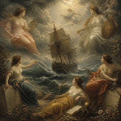 sailing ship on a stormy sea