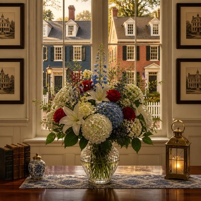 bouquet of flowers in a glass vase