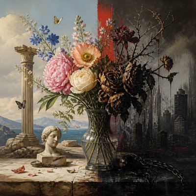 bouquet of flowers in a glass vase