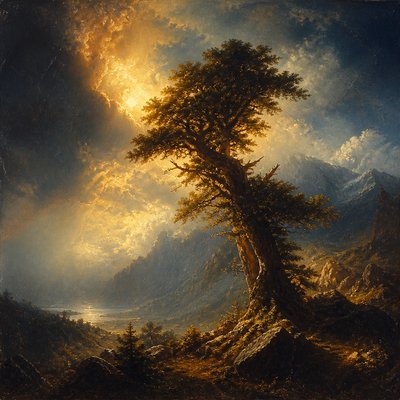 a tree in nature — Romantic Landscape Art Style