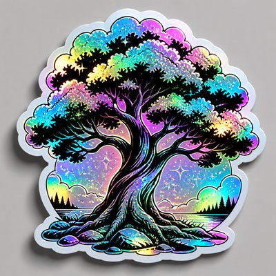 a tree in nature — Holographic Sticker Design