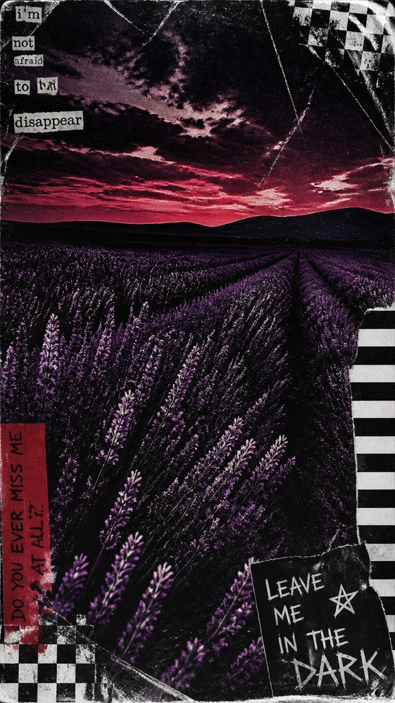 a field of lavender stretching to distant hills at dusk, no people