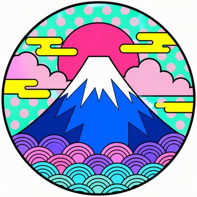 an emblem of a mountain peak inside a circle, simple bold shapes on a plain background, no text or lettering