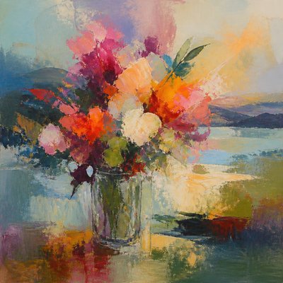bouquet of flowers in a glass vase