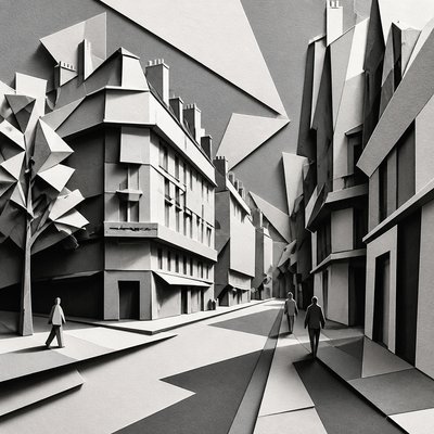 Brutalist Paper Architecture Style Transfer Example