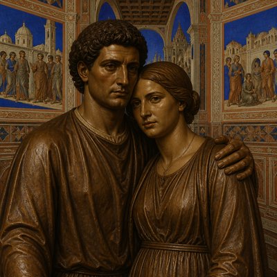 portrait of two people together — Padua Art Style