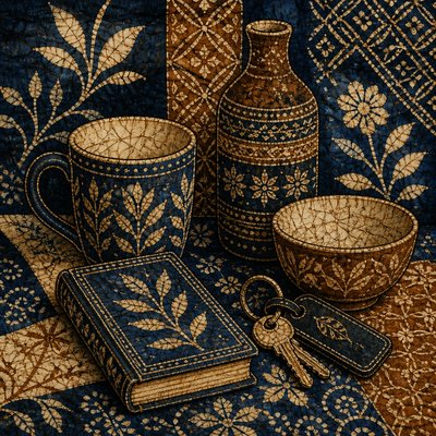 still life with everyday objects — Batik Art Style