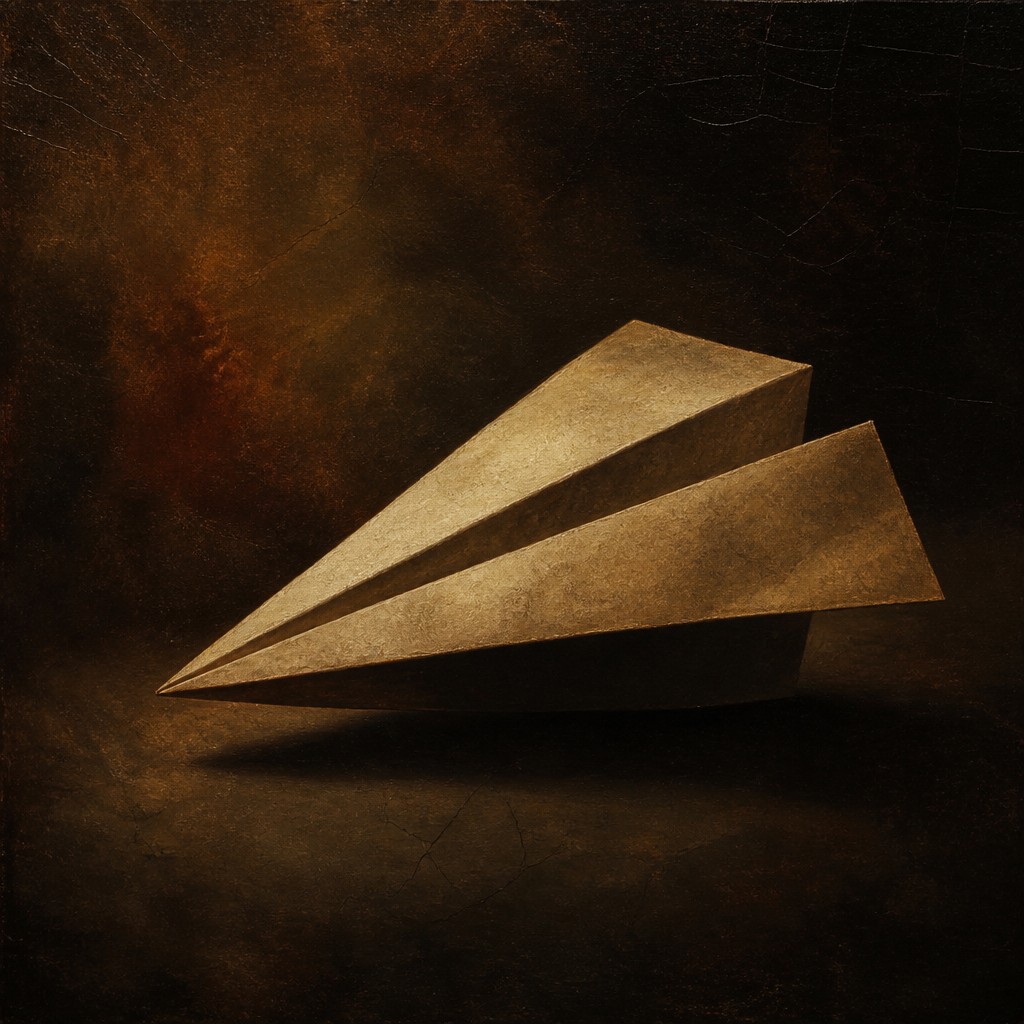 a paper plane, clean minimal composition on a plain background, no text