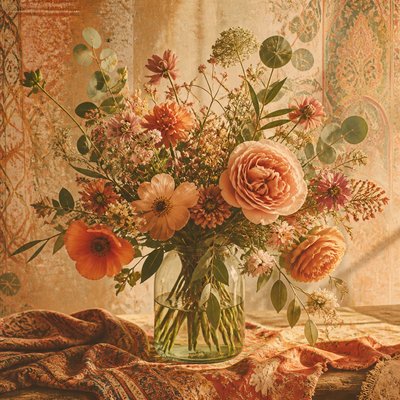 bouquet of flowers in a glass vase
