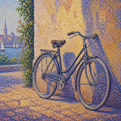 bicyle resting against a wall