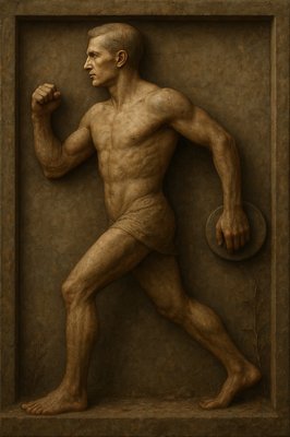 a painting of a man holding a hat