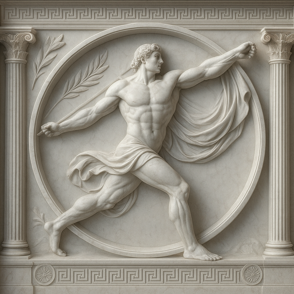 a statue of a man in a circle