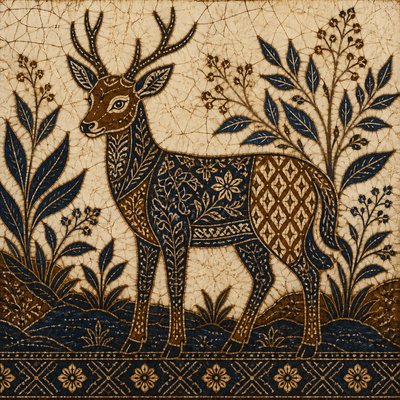 animal standing in natural pose — Batik Art Style