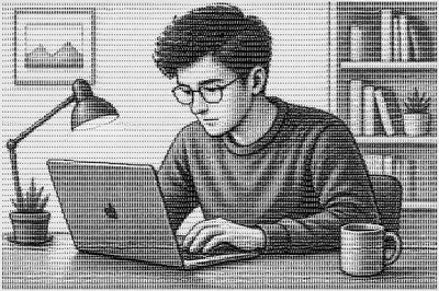 A person working on its laptop.
