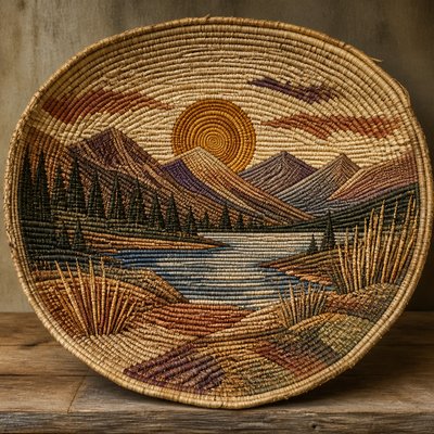 wide landscape with natural scenery — Basketry Art Style