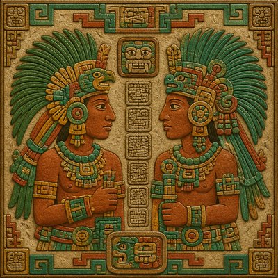 portrait of two people together — Pre-Columbian Art Style
