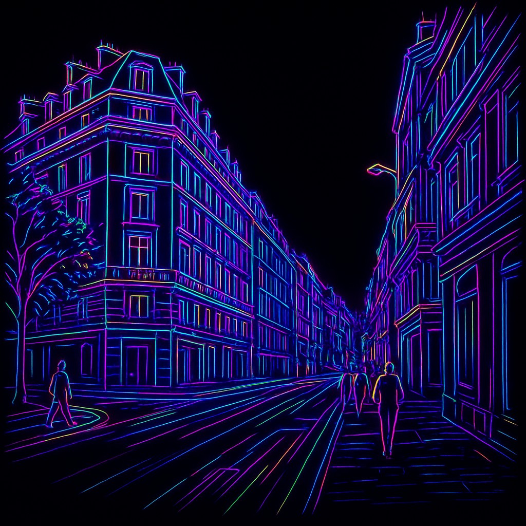 Neon Outline Style Style Transfer Example