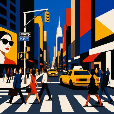 urban street with city activity