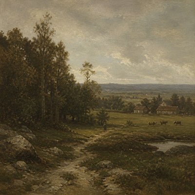 wide landscape with natural scenery — Barbizon School Art Style