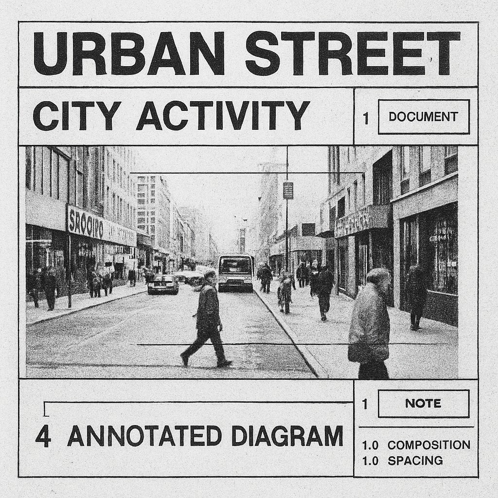 urban street with city activity