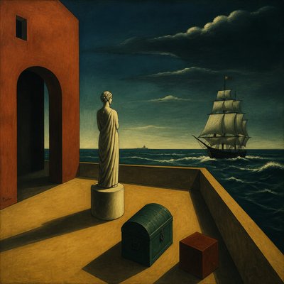 sailing ship on a stormy sea