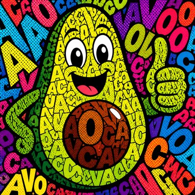 a happy avocado character giving a thumbs up, bold readable design on a plain background, no text