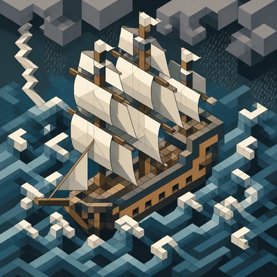sailing ship on a stormy sea