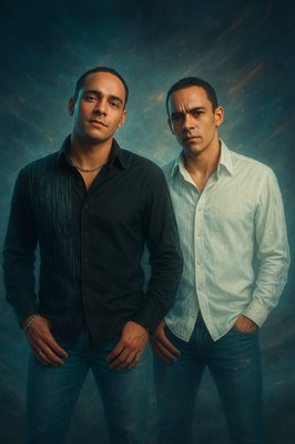 a couple of men standing next to each other