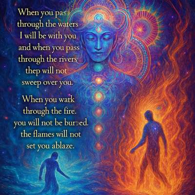 When you pass through the waters,
    I will be with you;
and when you pass through the rivers,
    they will not sweep over you.
When you walk through the fire,
    you will not be burned;
    the flames will not set you ablaze.