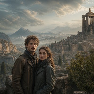 portrait of two people together — Matte Painting Style