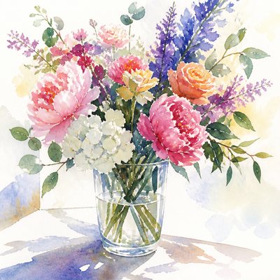 bouquet of flowers in a glass vase